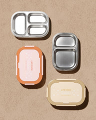 Stainless Steel Bento Three Compartment Lunch Box | BPA-Free Insulated Body | Four-Side Lock | Durable & Compact| Spoon & Sabzi Container Inside, 750ml