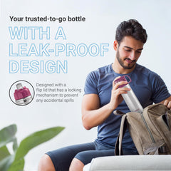 Milton Glassy 1000 Thermosteel Vacuum Insulated Double Walled Flask with Drinking Cup lid & Jacket, 1000 ml Water Bottles,24 Hours Hot & Cold,Easy to Carry,Rust Proof, Tea, Coffee,Travel Bottle