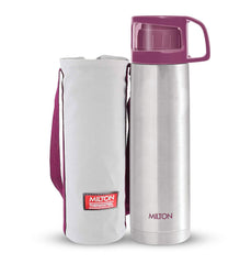 Milton Glassy 1000 Thermosteel Vacuum Insulated Double Walled Flask with Drinking Cup lid & Jacket, 1000 ml Water Bottles,24 Hours Hot & Cold,Easy to Carry,Rust Proof, Tea, Coffee,Travel Bottle