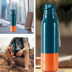 Milton Steel Sprint 900 Insulated Inner Stainless Steel Water Bottle, 630 ml | Easy Grip | Leak Proof | School | Office | Gym | Hiking | Treking | Travel Bottle