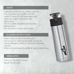 Atlantis 600 Thermosteel Water Bottle,24 Hr Hot and Cold I Leak Proof Lid, ISI Certified I Vacuum Insulated I for Office, Gym, School