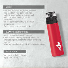 Atlantis 600 Thermosteel Water Bottle,24 Hr Hot and Cold I Leak Proof Lid, ISI Certified I Vacuum Insulated I for Office, Gym, School