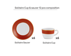 Cello Oplaware Solitaire Ruby Cup and Saucer Set, 130 ml, 12 Pcs
