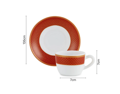 Cello Oplaware Solitaire Ruby Cup and Saucer Set, 130 ml, 12 Pcs