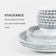 Imperial Plus Damask Elegant Opalware Dinner Set (27 / 33 Pieces)