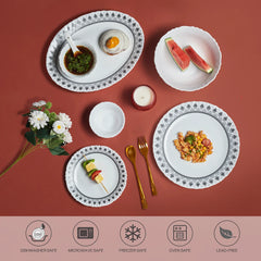 Imperial Plus Damask Elegant Opalware Dinner Set (27 / 33 Pieces)