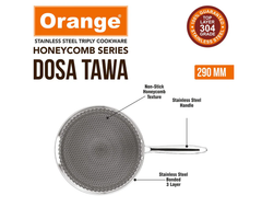 Orange Triply Stainless Steel Honeycomb Non- Stick Dosa Tawa/Uttapa Tawa With FREE Knife Set worth Rs.450 on PREPAID Order