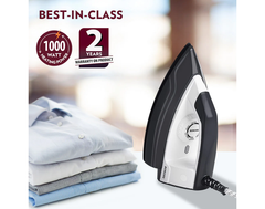Borosil Glider 1000W Dry Iron with American Heritage Non-Stick Soleplate Coating, Thermostate for Better Heat Conductivity, Dry Ironing for Silk, Nylon, Rayon, Wool, Cotton & More, 2 Years Warranty