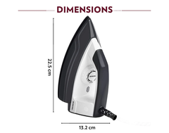 Borosil Glider 1000W Dry Iron with American Heritage Non-Stick Soleplate Coating, Thermostate for Better Heat Conductivity, Dry Ironing for Silk, Nylon, Rayon, Wool, Cotton & More, 2 Years Warranty